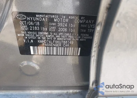 2019 Hyundai Elantra Se from USA, damaged, VIN KMHD74LFXKU788149